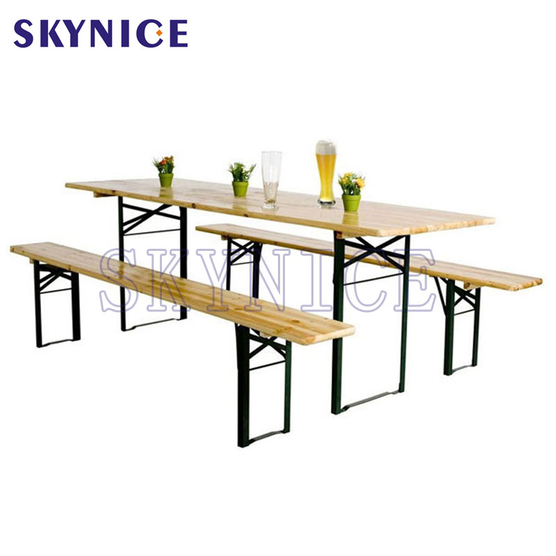 Set da tavolo e panca da birra pieghevole da giardino in legno di pino