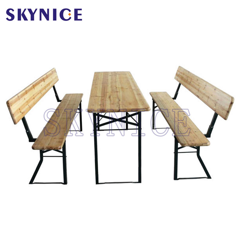 Tavolo da birra pieghevole in legno tedesco e set da banco