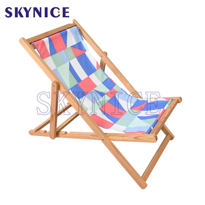 Indoor Outdoor Folable Wooden Beach Longue Deck Chair