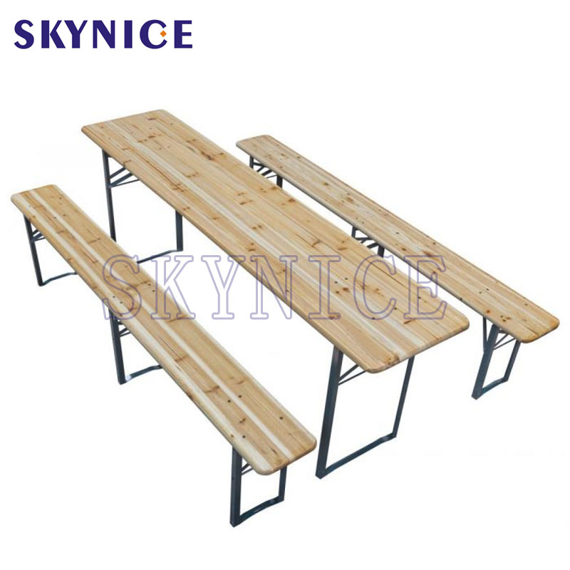 Popular Weather Resistant Garden Folable Wooden Beer Table Set